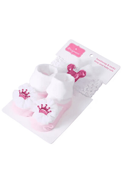 nannie Set pentru Fete Sosete si Bandita Pink Queen - 0-1 ani