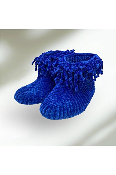 DmrTuhafiye شبشب منزلي محبوك يدويًا شبشب 37\38 أزرق داكن