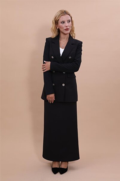 ÖNDER ÖZSOY Blazer Ceket & Uzun Kalem Etek Takım-Siyah