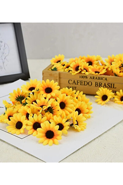 MD Aspiz Flowers 98 изкуствени луксозни главички на маргаритки (4 см) _ Декоративен слънчогледов букет за булка без саксия Мини Leaf Star