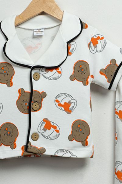 BEREKET BABY Boys Short Sleeve Button Pajama Set – Cotton and Comfortable Sleep Set