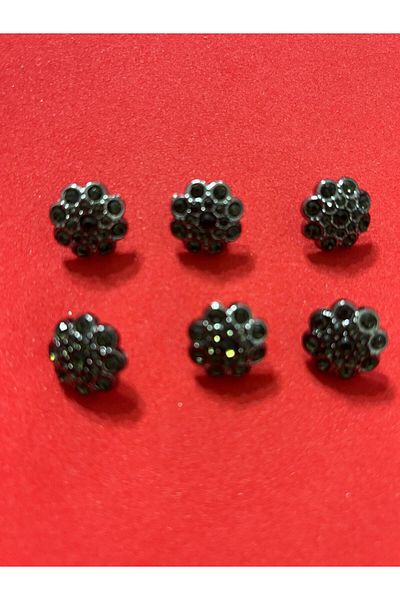 BEİLYS COSMETİCS & ACCESSORY Design 6 Pack Button (Bd40) - Black Finish and Black Stone 1,5 cm