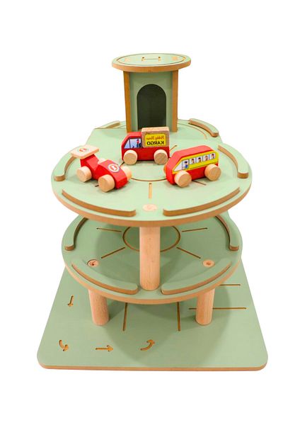 HOBBY HOUSE موقف سيارات خشبي متعدد الطوابق - مع 3 ألعاب سيارات وهدايا