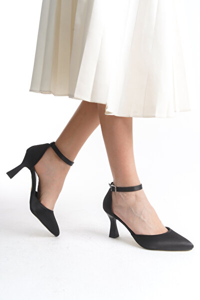 Limeo Ankle Buckle Satin High Heeled Women's Evening Dress Shoes