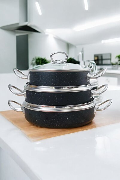 Umut 6 parça  Granit metal kulp Sahan Seti 18/20/22 Tava Seti 3lü Omlet Seti ...