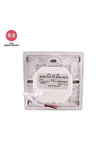 ACK 1 W Sensörlü Merdiven Aydınlatma Armatürü - Gün Işığı (3000K) - Siyah Kasa - Kare - AH07-00401