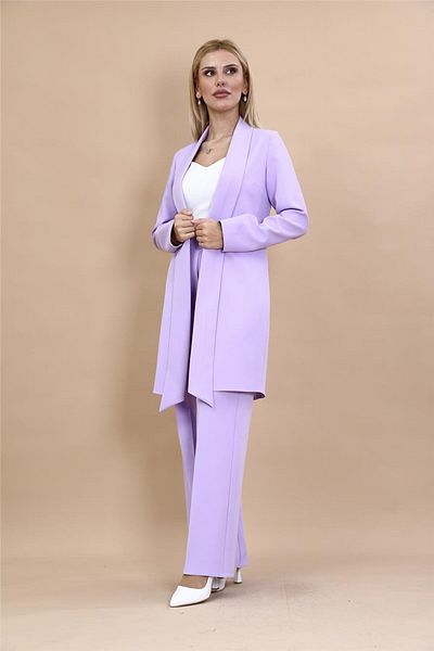 ÖNDER ÖZSOY Oversized Japanese Jacket & Wide Leg Pants Set-Violet