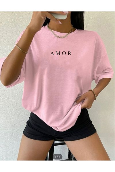 Boi Women's Oversize Tshirt - Kuşku Course Cotton Fabric Summer Casual T-Shirt