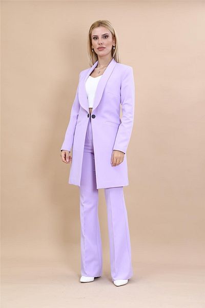 ÖNDER ÖZSOY Plus Size Women's Jacket and Pantalon Suit Violet Helen& Flare Leg