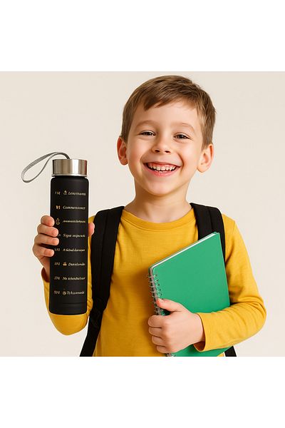 Bosphorus Home Premium Black Motivational Water Matras 250ml Tritan School Water Bottle Bpa Free