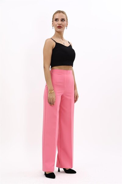 ÖNDER ÖZSOY Large Size Loose Wide Leg Trousers -Pink