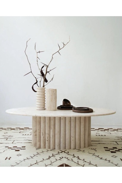 MIARIK DESIGN Evora-Traverten Elips Orta Sehpa