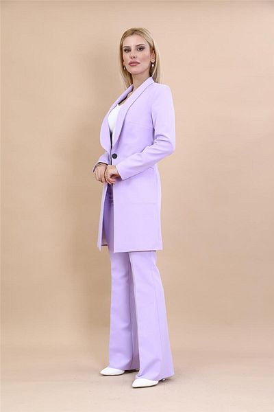 ÖNDER ÖZSOY Plus Size Women's Jacket and Pantalon Suit Violet Helen& Flare Leg