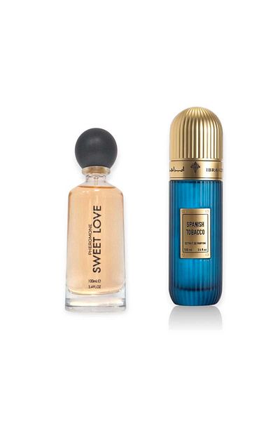 IBRAHEEM AL.QURASHI Spanish Tobacco Unisex Perfume - 100ml with Sweet Love Perfume 100ml