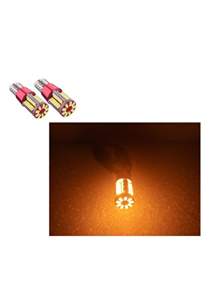orco ( 2 X ADET ) 1 TAKIM LED T10 DİPSİZ AMPUL 12V 57 SMD LED FİBER AMBER ( 5...