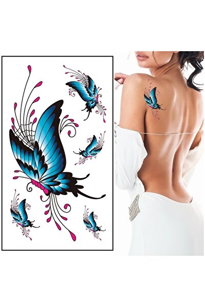GLANZEND Gerçek Dövme Görünümlü Kelebek Modelli 3 Boyutlu Tattoo