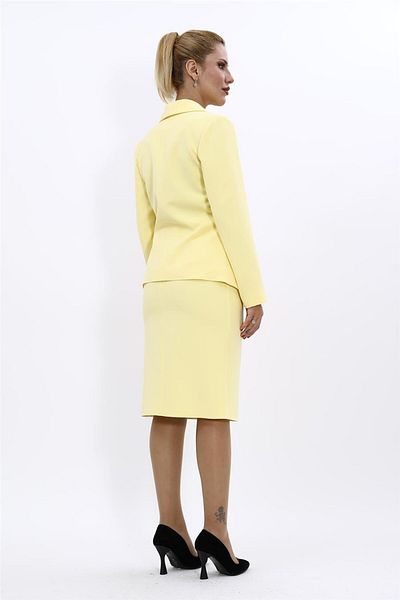 ÖNDER ÖZSOY Plus Size - Midi Jacket & Pencil Skirt Set-Yellow