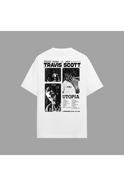 Edizen Μπλουζάκι Travis Scott Utopia Cactus Jack Premium Unisex Oversize 100% βαμβακερό λευκό μπλουζάκι