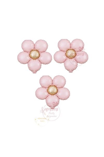 RÖNESANS PARTİ Renaissance 3 Pieces Retro Pink Color Daisy Foil Balloon