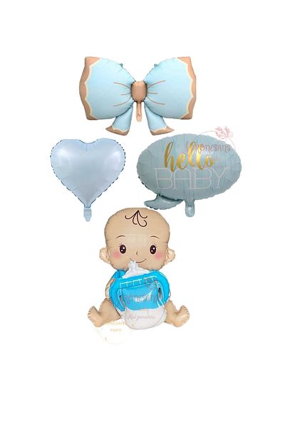 RÖNESANS PARTİ Renaissance Blue Baby Boy Hospital Room Decoration Balloon Set