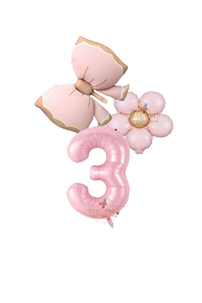 BEST PARTİ DOĞUM GÜNÜ PARTİ SÜSLERİ Best Pembe Renk Fiyonk Papatya ve Rakam F...