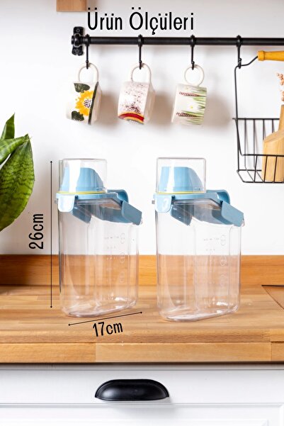 Espas Home 2  Adet Contalı Sızdırmaz Deterjan Saklama Kabı / 1800 Ml / Mavi