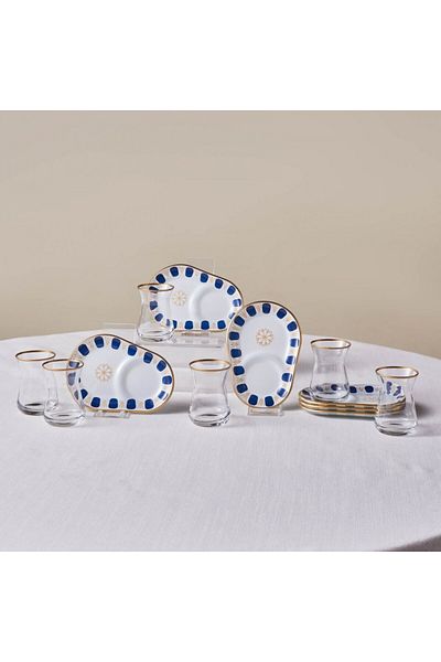 Karaca Belem Marineblau 12-teiliges Teeglas-Set