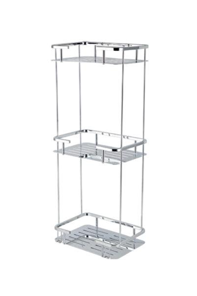 ÇELİK BANYO Paslanmaz Pirinç Lidya Üçlü 15x22cm Sabunluk Şampuanlık Ve Köşe S...