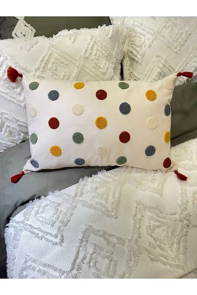 ŞENER HOME Rectangular Decorative Punch Throw Pillow Cover 35X55 cm