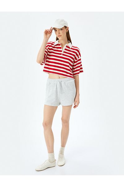 Koton New Season Basic Mini Shorts with Lace-Up Waist and Pocket Detail