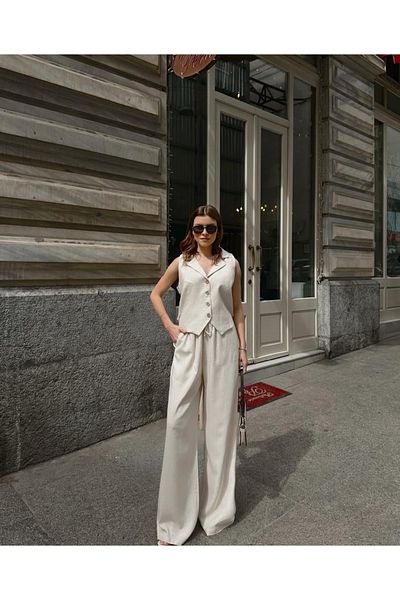 Ekim Store Buttoned Vest and Trousers Double Blazer Suit