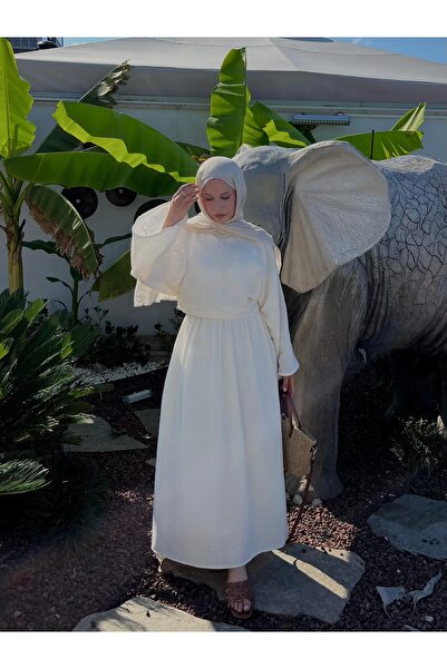 Moda Lippa Set casual cremă de muselină