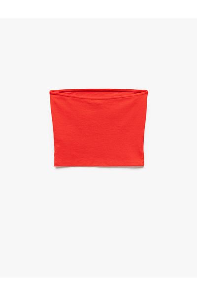 Koton New Season Cotton Strapless Printed Sleeveless Crop Tank Top