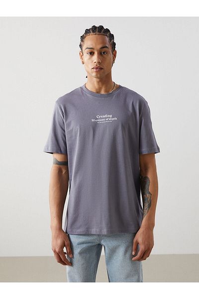 LC Waikiki Tricou pentru bărbați din bumbac pieptănat cu mânecă scurtă cu decolteu