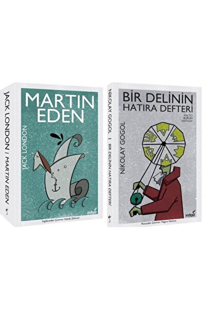 İndigo Kitap 2 Kitap Set Tam Metin Martin Eden-jack London -gogol Bir Delinin Hatıra Defteri Palto-burun