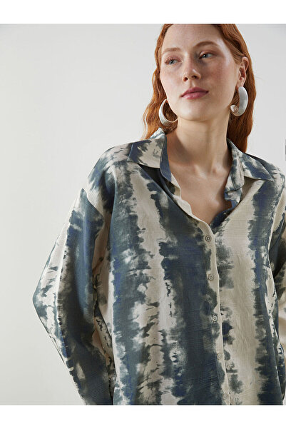 LC Waikiki Nevavm Patterned Oversize Muslin Women's Shirt with a Difference
