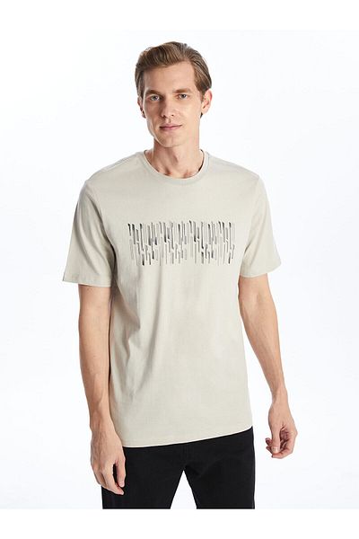 LC Waikiki Tricou pentru bărbați din bumbac pieptănat cu mânecă scurtă cu decolteu