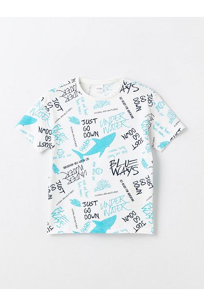 LC Waikiki Crew Neck Printed Short Sleeve Boy's Pajamas Set with Shorts