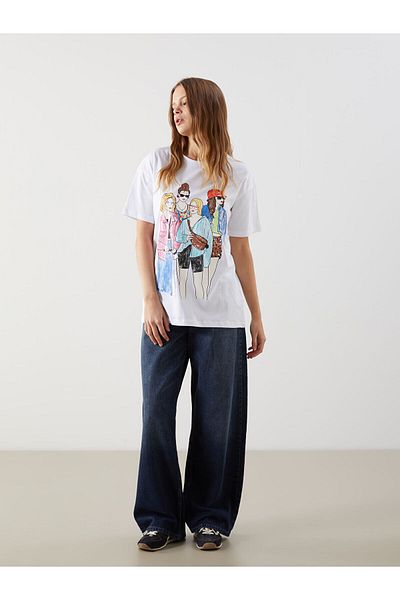 LC Waikiki Tricou de damă cu imprimeu cu gât crew