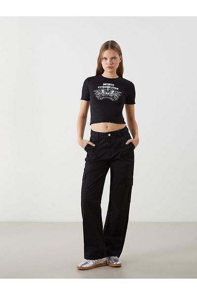 LC Waikiki Γυναικείο Crop με στάμπα με λαιμόκοψη