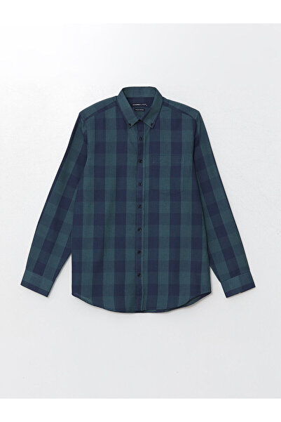 LC Waikiki Nevavm Regular Fit Long Sleeve Plaid Dobby Men's Shirt with Differ...