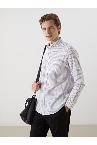 LC Waikiki Regular Fit Long Sleeve Striped Linen Blended Men's Shirt