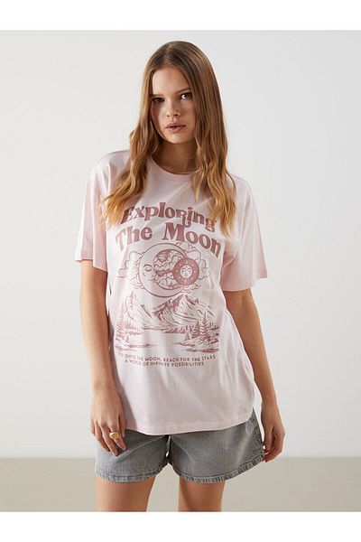 LC Waikiki Tricou de damă cu imprimeu cu gât crew