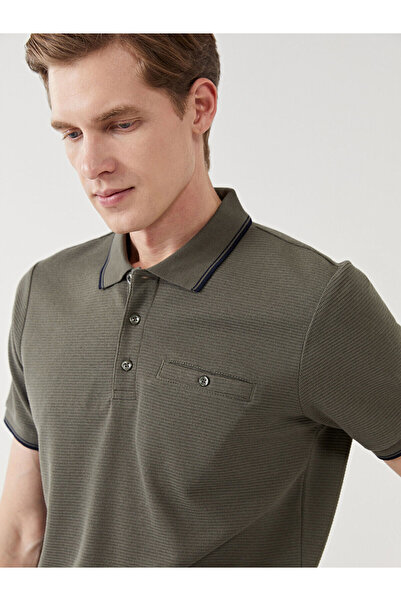 LC Waikiki Nevavm Polo Collar Short Sleeve Men's Textured T-Shirt with Differ...