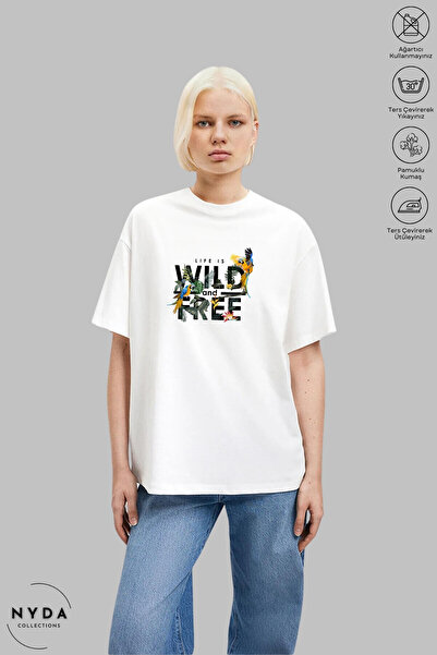 Nyda Collections Unisex majica kratkih rukava sa okruglim izrezom, divlja i s...