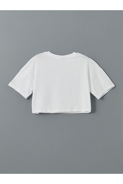 LC Waikiki Tricou Crop pentru fetiță cu gât crew