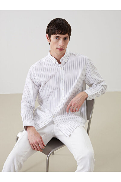 LC Waikiki Cămașă pentru bărbați, cu mânecă lungă, în dungi, cu tăiere obișnuită