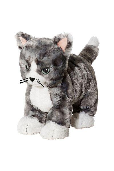 IKEA LILLEPLUTT Soft toy, cat grey/white