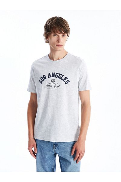LC Waikiki Tricou pentru bărbați din bumbac pieptănat cu mânecă scurtă cu decolteu