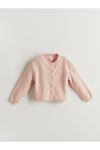 LC Waikiki Nevavm Oval Collar Cotton Cardigan for Girls with a Difference
